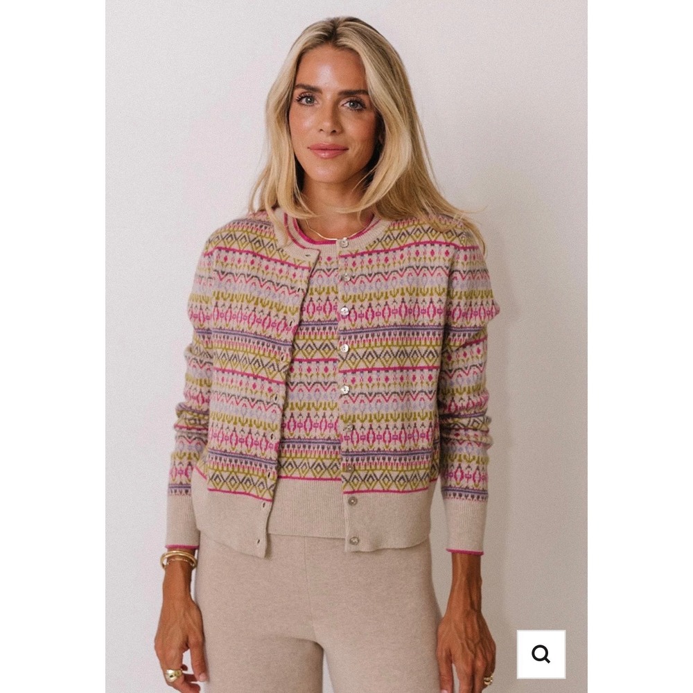 NWT Kilte Collection Boho Fairisle Retro The Goldie Cardigan Sweater Top 3 L/XL - Picture 3 of 7